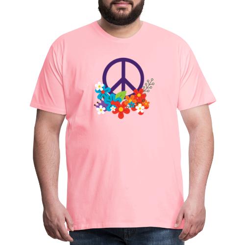 Hippie Peace Design With Flowers - Men's Premium T-Shirt