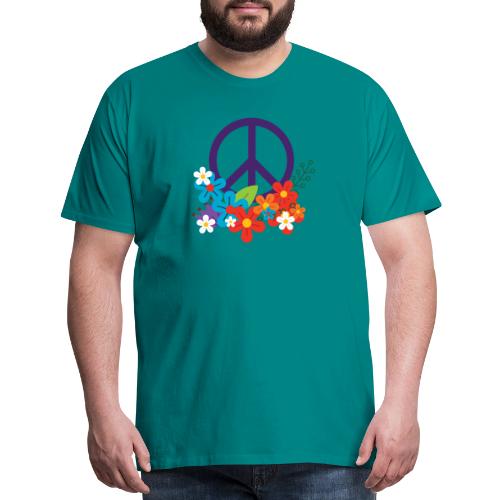 Hippie Peace Design With Flowers - Men's Premium T-Shirt