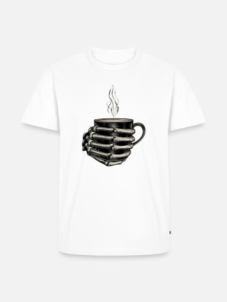 Skeleton Hands Embrace Steam Mug - Men's Premium T-Shirt - white