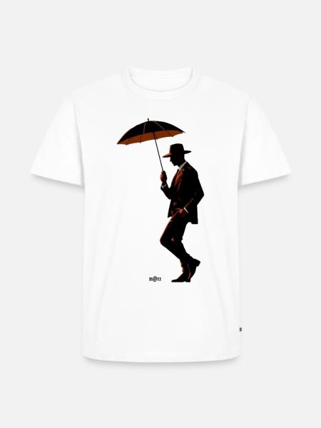 Noir Gentleman Umbrella Silhouette - Men's Premium T-Shirt - white