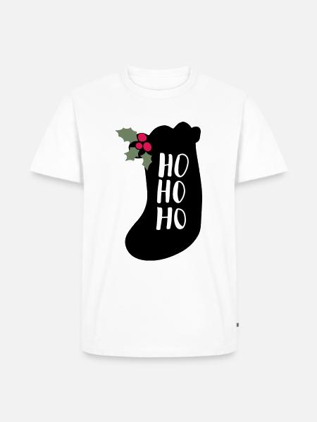 HOHOHO gift sock silhouette christmas - Men's Premium T-Shirt - white