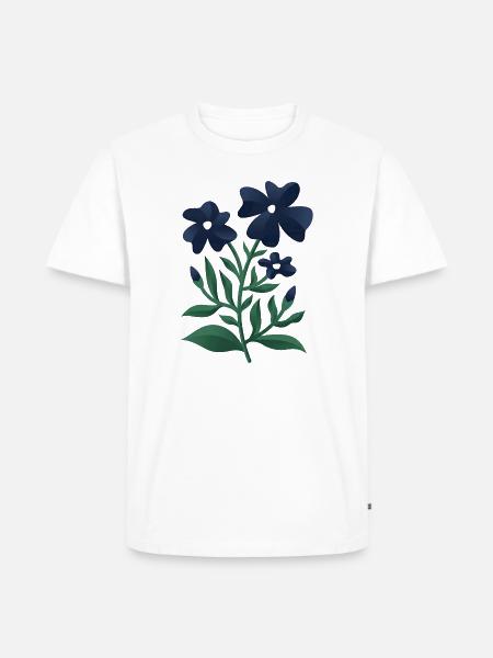 Midnight Blue Bloom Botanical Print - Men's Premium T-Shirt - white