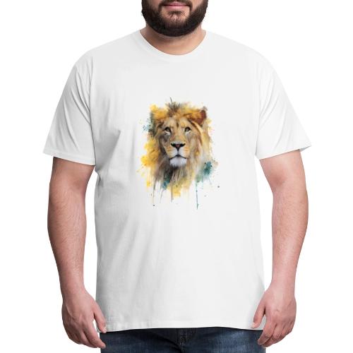 Watercolor Lion Portrait - Men's Premium T-Shirt