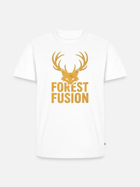 Forest Fusion Deer Embroidery Design - Men's Premium T-Shirt - white