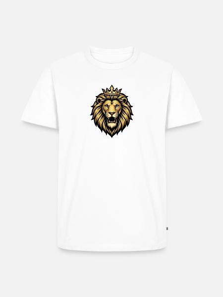 Gold Crowned Lion Emblem - Men's Premium T-Shirt - white