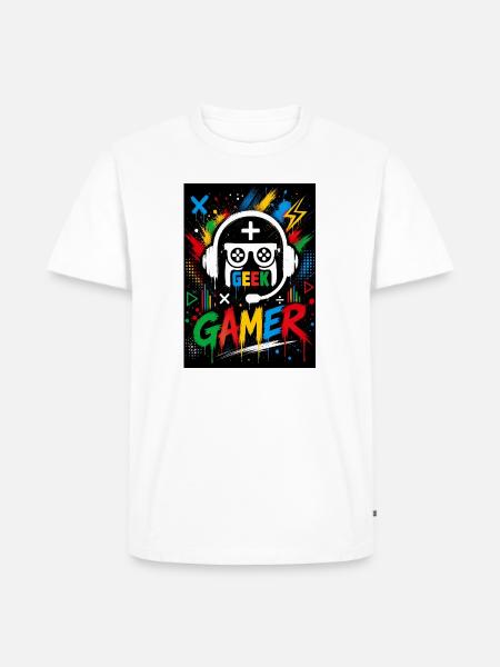 Gamer Geek Neon Splash - Men's Premium T-Shirt - white