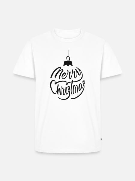 Merry Christmas Script Ornament - Men's Premium T-Shirt - white