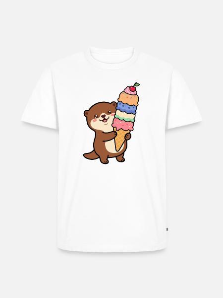 Otter Rainbow Ice Cream Cone - Men's Premium T-Shirt - white