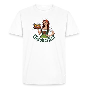 Barmaid Oktoberfest Funny German Woman Dirndl - Men's Premium T-Shirt - white - Front - Nico (187cm)