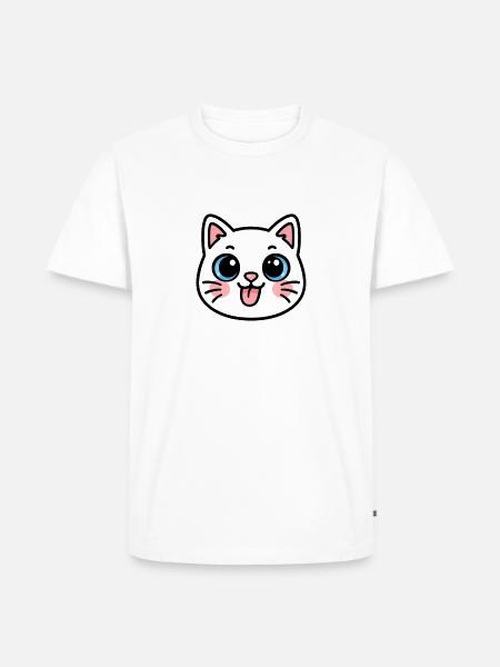Kawaii Black Cat Face - Men's Premium T-Shirt - white
