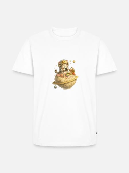 Lunchocat on Moon Cheese - Men's Premium T-Shirt - white