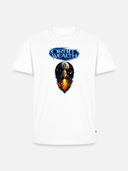Orbit Wealth Bitcoin Rocket - Men's Premium T-Shirt - white