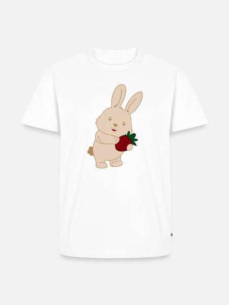 Bunny Holding Strawberry Charm - Men's Premium T-Shirt - white