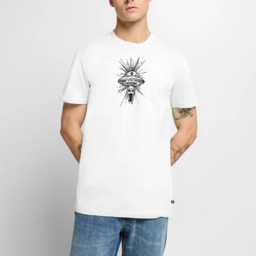Warped Skull UFO Abduction - Black Ink - Men's Premium T-Shirt