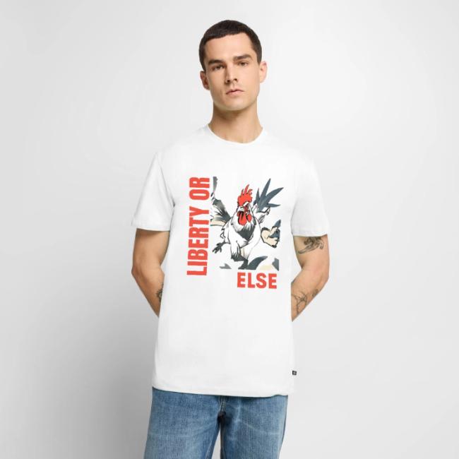 Liberty Or Else Fighting Rooster Design Red Font