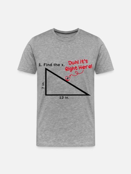Find The X Duh! It's Right Here! Funny Math Quotes - Men's Premium T-Shirt - heather gray