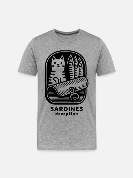 Funny Cat Sardines Deception - Men's Premium T-Shirt - heather gray