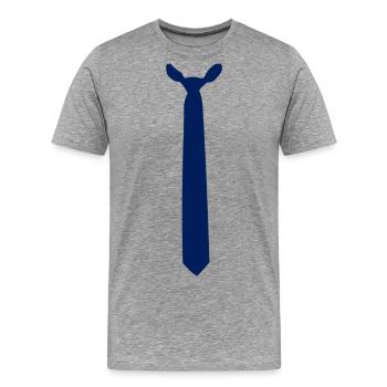 Blue Tie - Men's Premium T-Shirt - heather gray - Front - Liam (192cm)