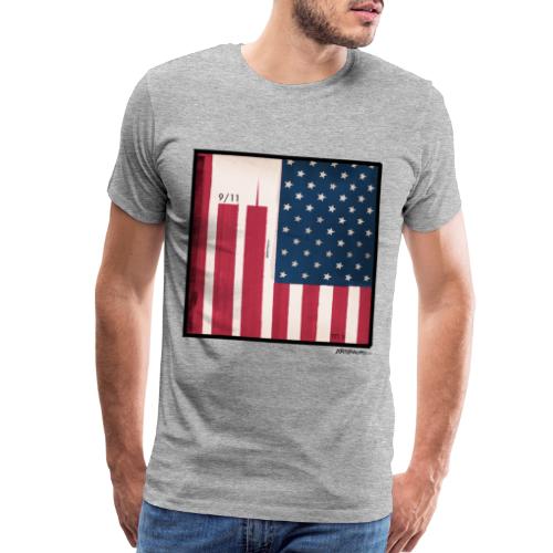 9 11 WTC Silhouette On Stars And Stripes - Men's Premium T-Shirt
