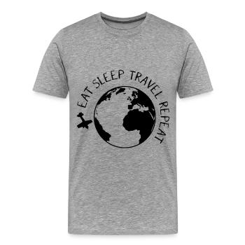 Eat Sleep Travel Repeat - Men's Premium T-Shirt - heather gray - Front - Liam (192cm)