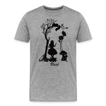Alice In Wonderland Black Silhouette with logo - Men's Premium T-Shirt - heather gray - Front - Liam (192cm)