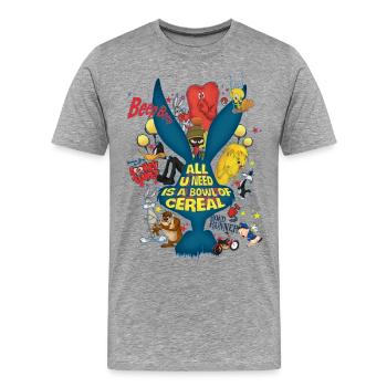 Looney Tunes Tout ce dont vous avez besoin Shadow - T-shirt premium pour hommes - gris chiné - Devant - Liam (192cm)