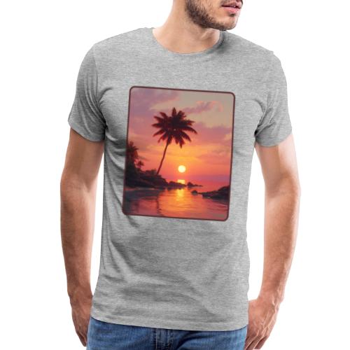 Tropical Beach Sunset Palm Design - Men's Premium T-Shirt