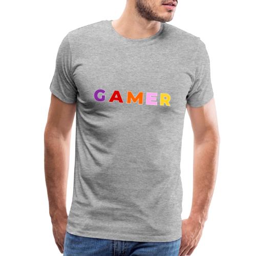 Multicolor GAMER Typography Design - Men's Premium T-Shirt