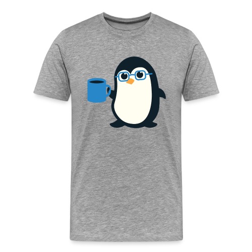 Penguin Coffee Cute - Blue Glasses - Men's Premium T-Shirt