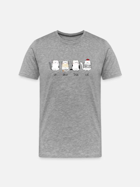 Un Deux Trois Cat - Men's Premium T-Shirt - heather gray