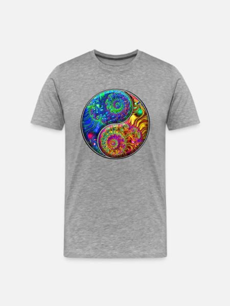 Fractal Yin Yang Yoga - Men's Premium T-Shirt - heather gray