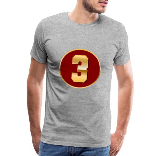 Number 3 in Gold Varsity Font - Men's Premium T-Shirt