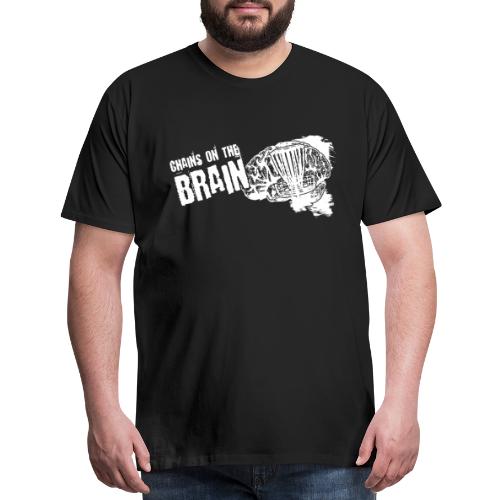 Chains on the Brain Disc Golf White Print - Men's Premium T-Shirt