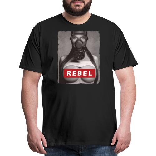 nude girl with gas mask - REBEL - Men's Premium T-Shirt