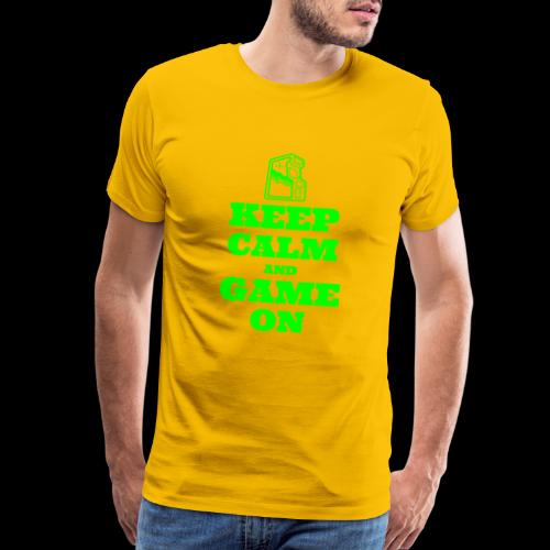 Keep Calm and Game On | Retro Gamer Arcade - Men's Premium T-Shirt