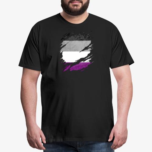 Asexual Pride Flag Ripped Reveal - Men's Premium T-Shirt