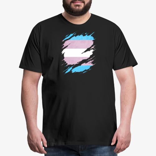 Transgender Pride Flag Ripped Reveal - Men's Premium T-Shirt