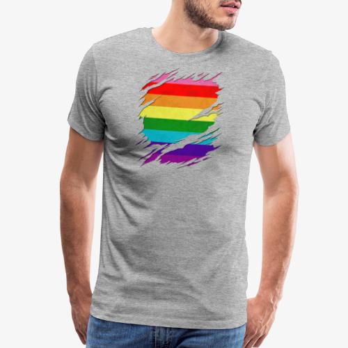 Original Gilbert Baker LGBT Gay Pride Flag Ripped - Men's Premium T-Shirt