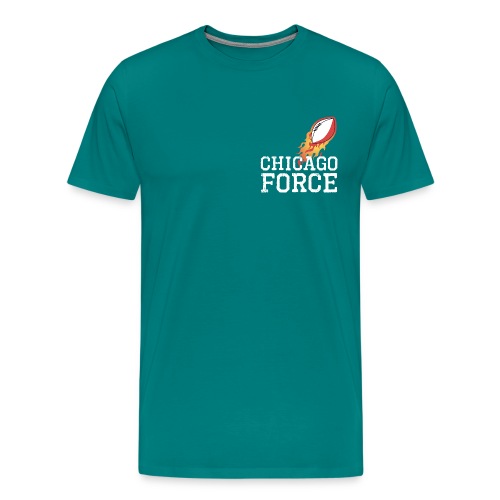 Chicago Force white w flaming football - Men's Premium T-Shirt