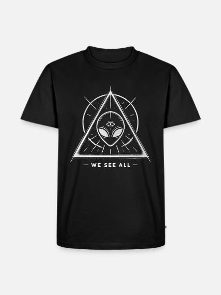 Alien Symbol We See All Cosmic Mystery Tee - Men's Premium T-Shirt - black