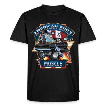 American Built Muscle - Classic Muscle Car Cartoon - Men's Premium T-Shirt - black - Front - Nico (187cm)