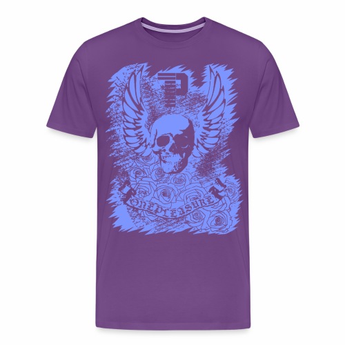 Cool OnePleasure Purple Skull Wings Roses Banner - Men's Premium T-Shirt