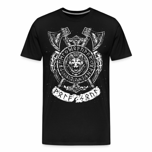 Wolf Soul - Wolfhead horns axes runes gift ideas - Men's Premium T-Shirt