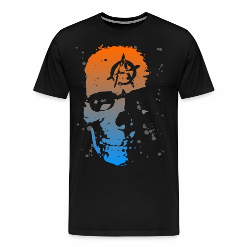 Anarchy Skull blue orange Grunge Splatter Dots - Men's Premium T-Shirt