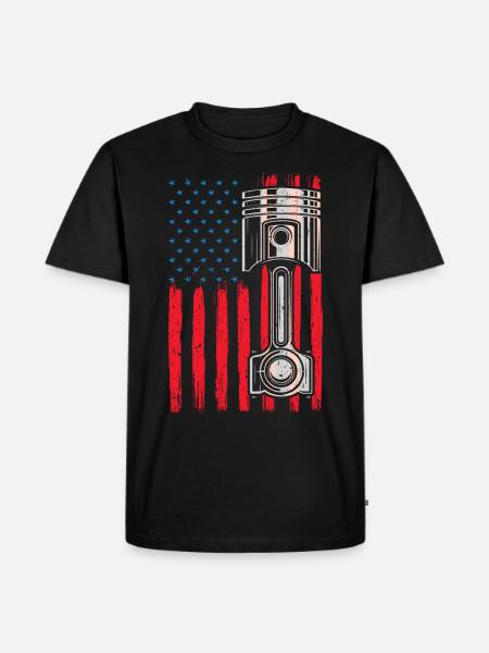 Piston American Flag - Men's Premium T-Shirt - black
