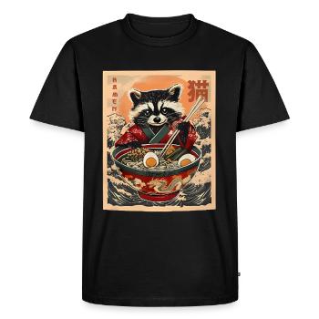 Raccoon Eating Ramen Japanese Noodles Funny Racoon - Men's Premium T-Shirt - black - Front - Nico (187cm)