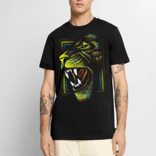 Colorful Artistic Lion Head - Roaring Lion Drawing - Men's Premium T-Shirt