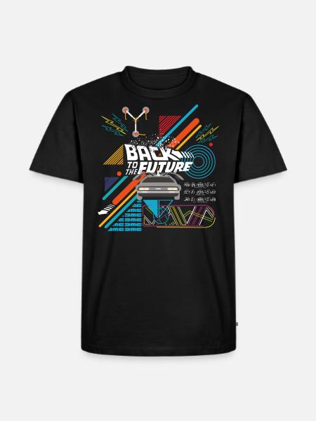 Back To The Future Logo With Delorean Time Machine - Men's Premium T-Shirt - black