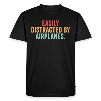 Easily Distracted By Airplanes - Men's Premium T-Shirt - black - Front - Nico (187cm)