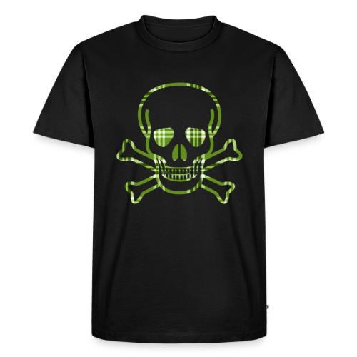 Skull & Cross Bones Green Plaid - Men's Premium T-Shirt